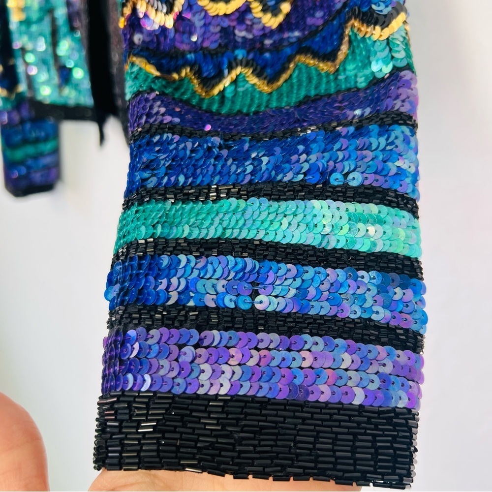 Sequin Embellished Multicolor Vintage  Jacket - Picture 6 of 11
